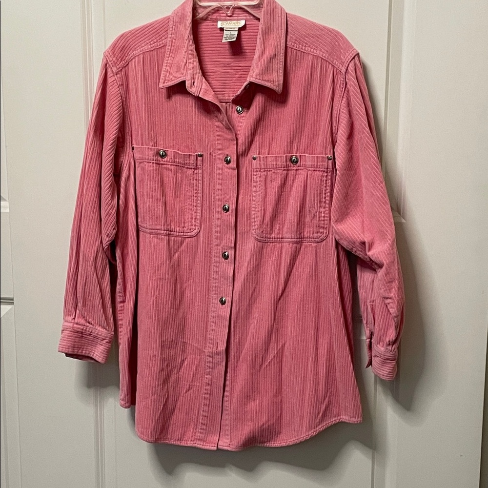 Roaman’s Pink Corduroy Shacket Large